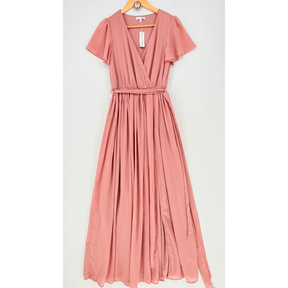 Baltic Born Maxi Dress Womens Small Pink Flutter Sleeve Boho Romantic Soft NEW